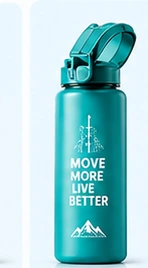 Custom printed teal water bottle