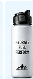 Custom printed white water bottle