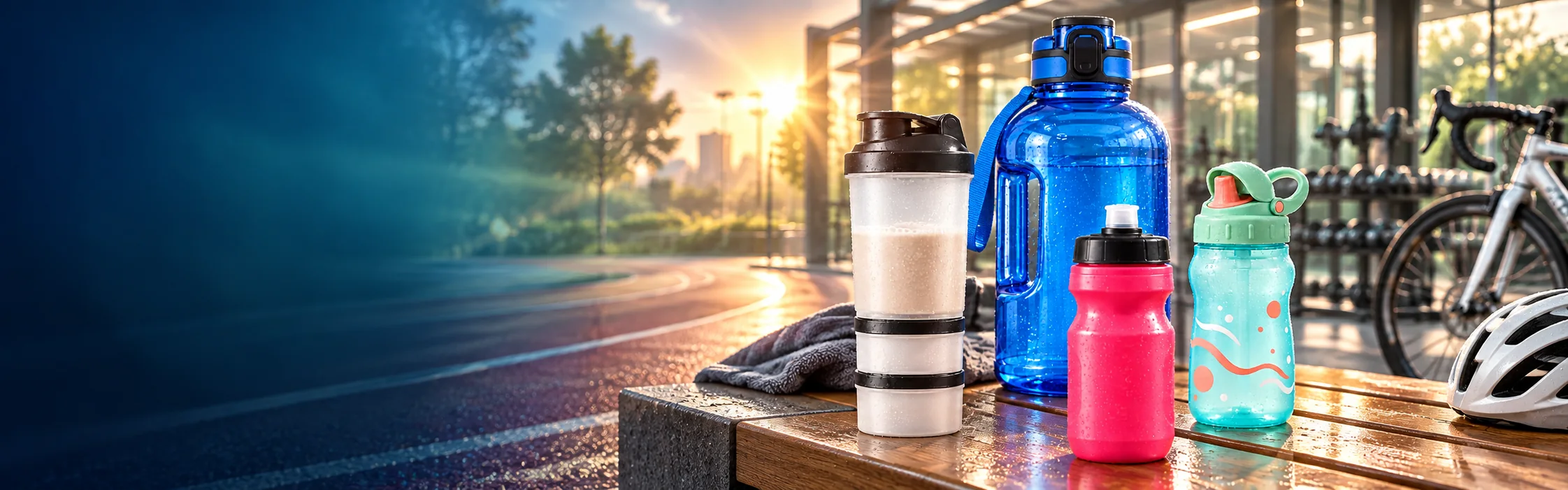 Custom water bottle manufacturer hero with sports bottles