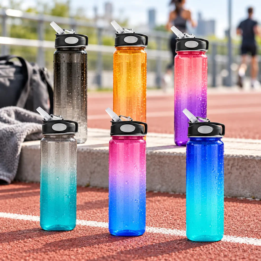 Straw Water Bottles in use