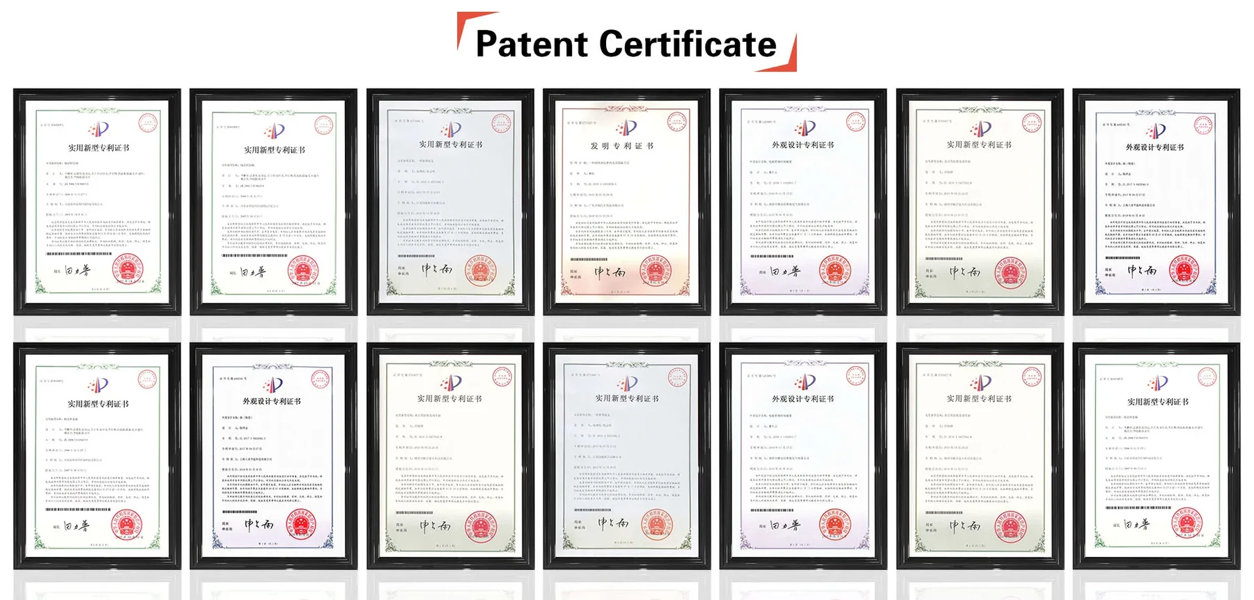 Water bottle patent certificate collection